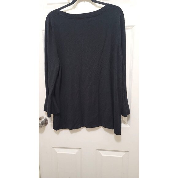 41 Hawthorn Black Long-Sleeve Sweater With Pleated Cuffs & Ribbed Neckline Bell - Picture 3 of 9